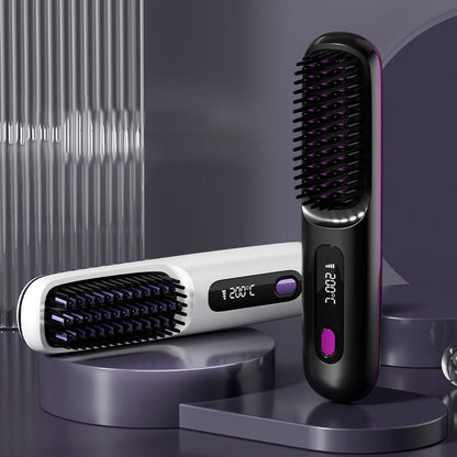 💁‍♀️Wireless Ceramic Hair Straightening Comb – Fast Heating, Anti-Frizz & Tangle-Free Design ✨