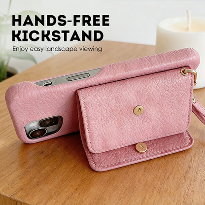 Protective Pink Wallet Phone Case with Mirror & Wristlet
