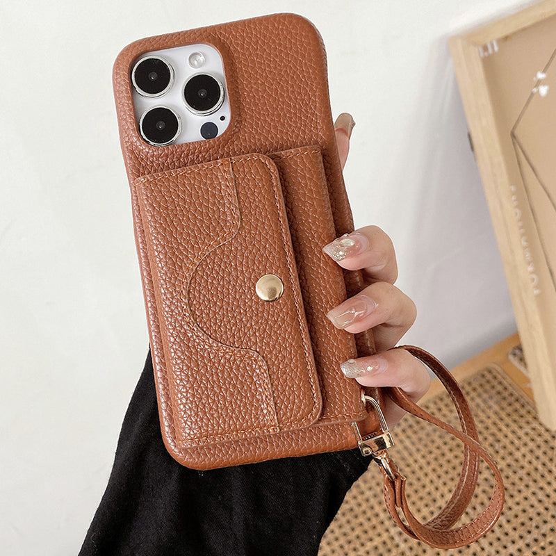 Protective Pink Wallet Phone Case with Mirror & Wristlet