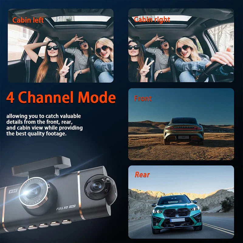 🏆50% Off!🚗4-Channel HD Dashcam with Front Interior Rear Recording🎥