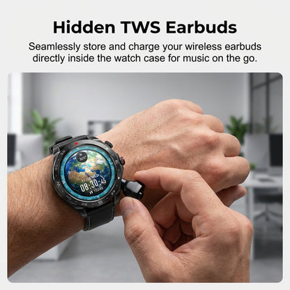 2-in-1 Smartwatch with Built-in TWS Earbuds