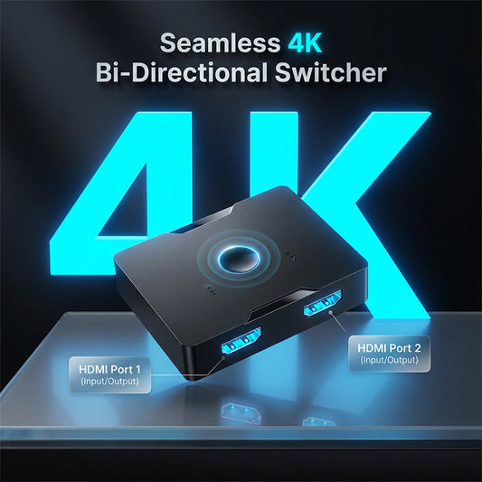Bi-directional HDMI 2.0 Switcher 1 In 2 Out Supports 4K 60Hz